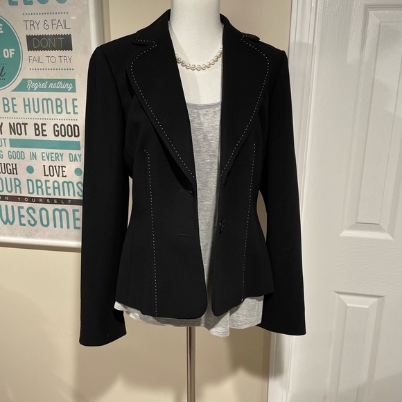Ann Taylor black blazer with subtle white stitching. Very classy and versatile. - Picture 5 of 6